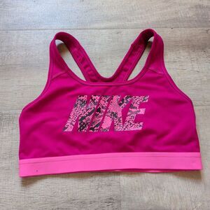 NIKE DRI-FIT Size M Womens Unlined Wireless Pull On Racer Back Sports Bra Pink